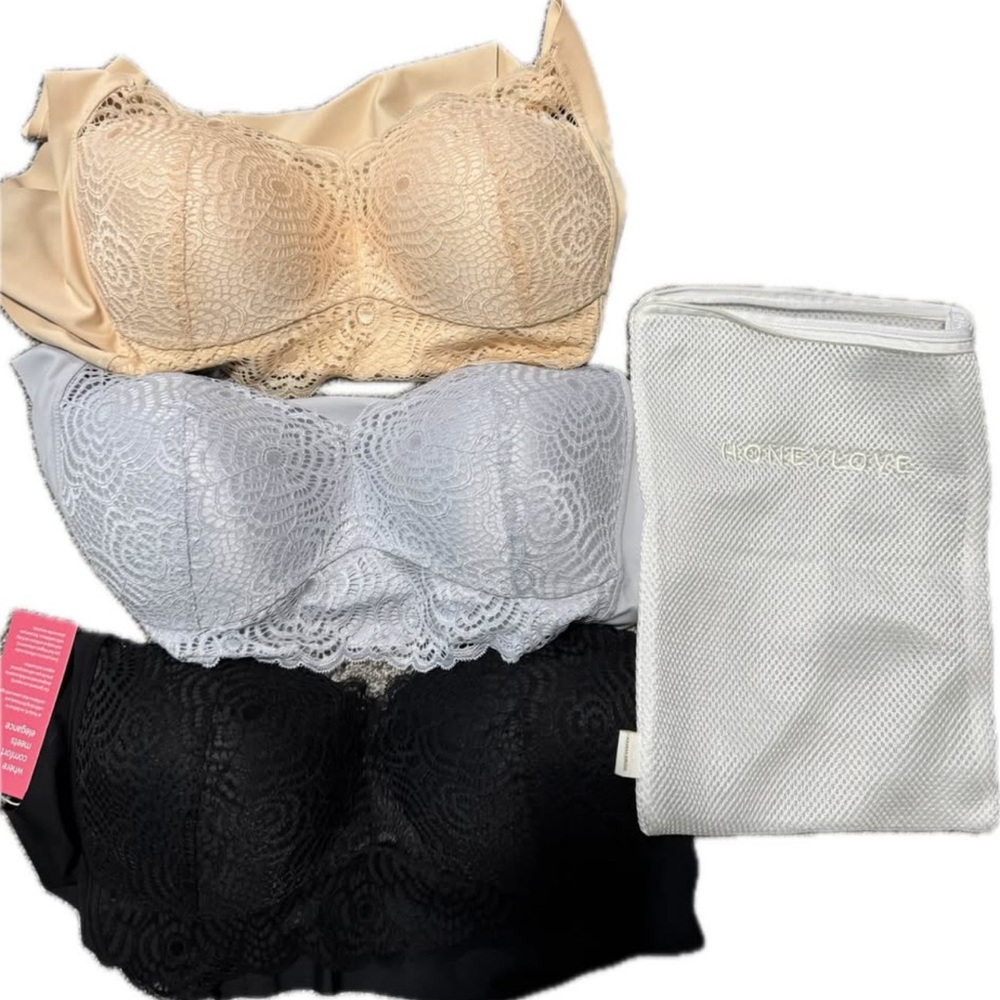 Honeylove Cream and White Full-Coverage Bra Set